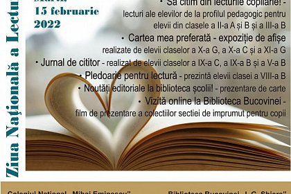 Ziua Națională a Lecturii, marcată la Biblioteca Bucovinei „I. G. Sbiera”