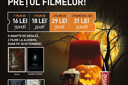 Reduceri de Halloween la prețul biletelor la film, la Cinema City
