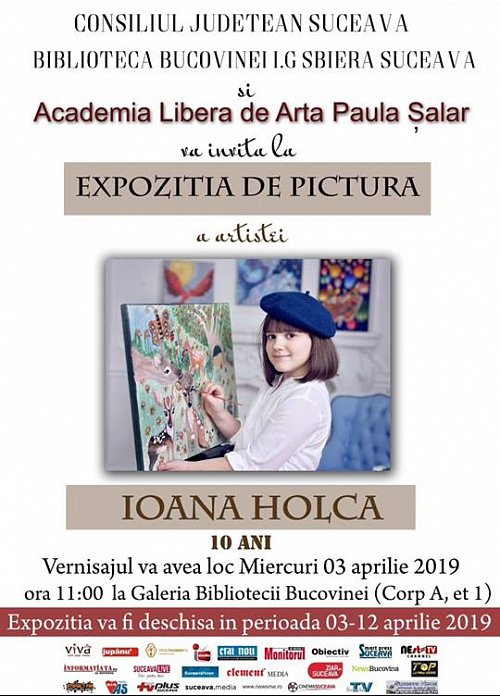 Expoziție de pictură Ioana Holcă, la 10 ani, la Biblioteca Bucovinei