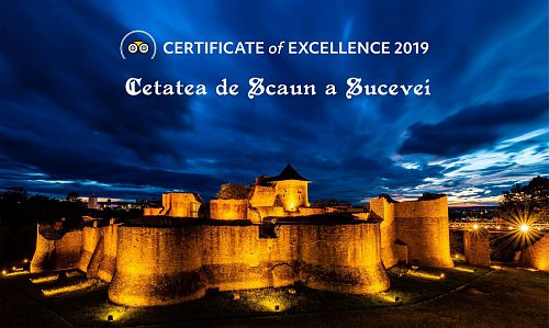 Certificat de excelenţă, acordat Cetăţii de Scaun a Sucevei de către TRIPADVISOR, pentru al doilea an consecutiv
