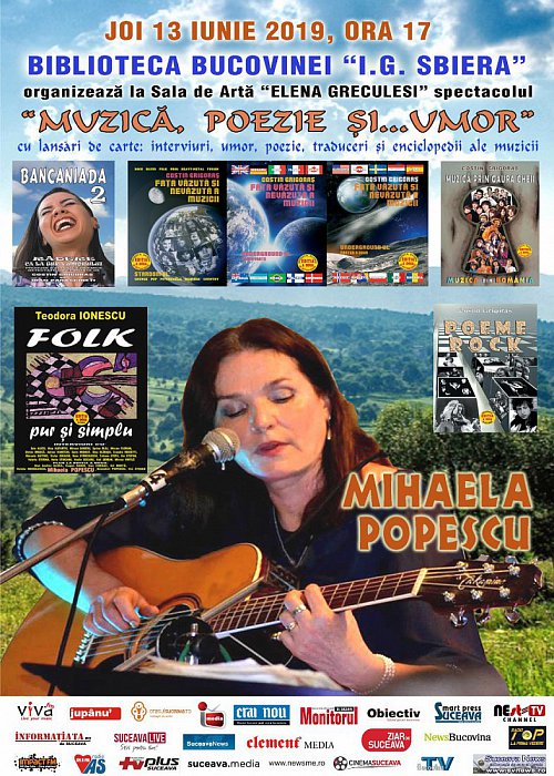 Spectacol de ”Muzica, poezie si... umor” cu Mihaela Popescu si invitatii sai - la Biblioteca Bucovinei