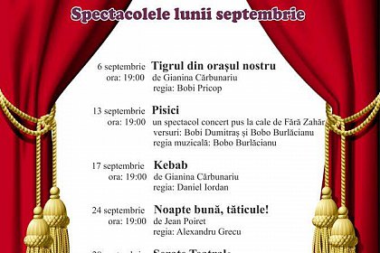 Programul spectacolelor de teatru de pe scena teatrului sucevean, în septembrie 2019