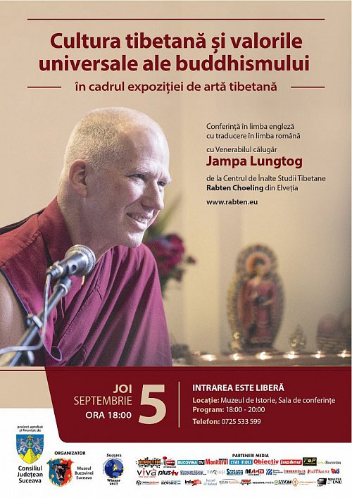 Cultura tibetană și valorile universale ale buddhismului, conferința publică susținută de călugărul buddhist Jampa Lungtok