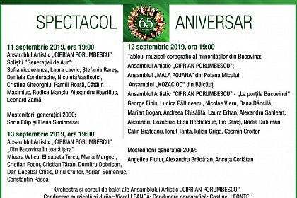 Ansamblul Artistic „Ciprian Porumbescu” - 65 de ani de activitate la superlativ. Programul spectacolelor