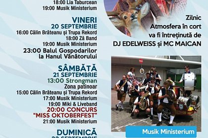 Festivalul Berii – Oktoberfest in Est  2019 - Programul manifestarilor