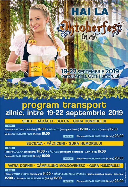 Festivalul Berii – Oktoberfest in Est  2019 - Programul manifestarilor