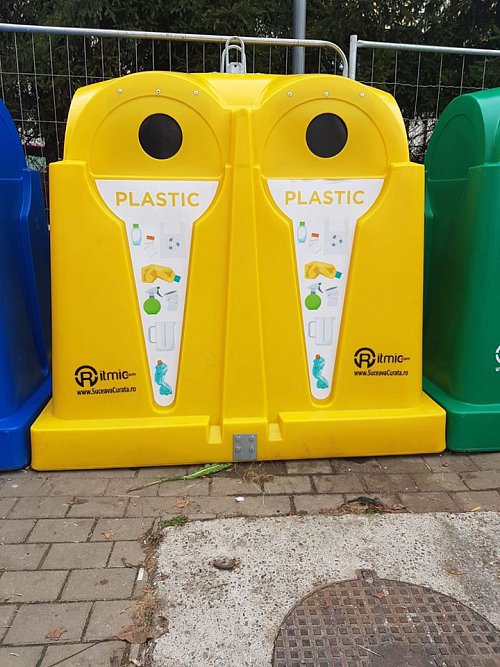Containere pentru reciclare plastic, hârtie, sticlă și metal, amplasate în toate cartierele Sucevei