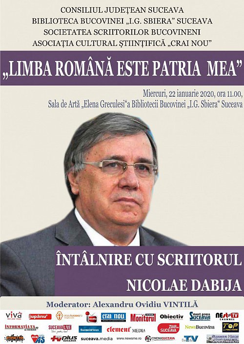 „Limba română este patria mea” - întâlnire cu scriitorul basarabean Nicolae Dabija la Biblioteca Bucovinei