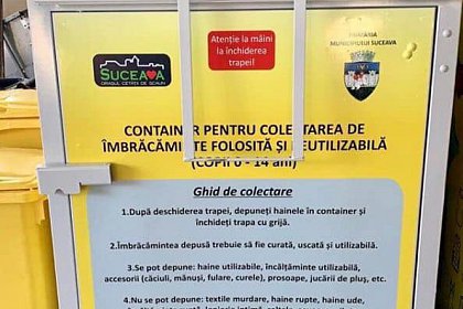 Patru puncte de colectare pentru donații de haine și încălțăminte, în municipiul Suceava