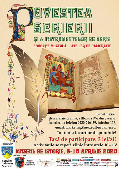 Povestea scrierii şi a instrumentelor de scris atelier de caligrafie 6 – 10 aprilie 2020