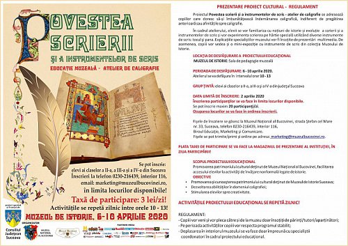 Povestea scrierii şi a instrumentelor de scris atelier de caligrafie 6 – 10 aprilie 2020