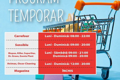 Shopping City Suceava - nou program de funcționare și activitate limitată temporar