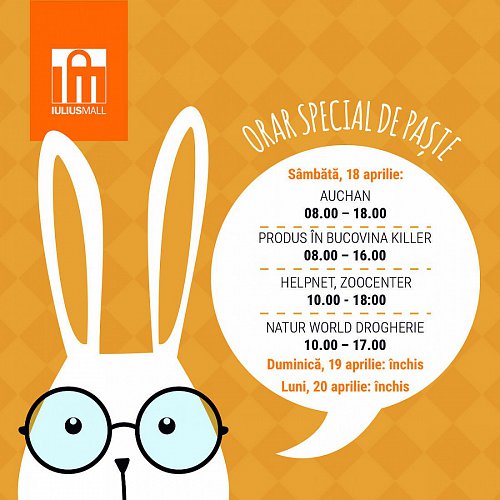 Program special de Paște, pe timp de pandemie, al magazinelor deschise din Iulius Mall Suceava