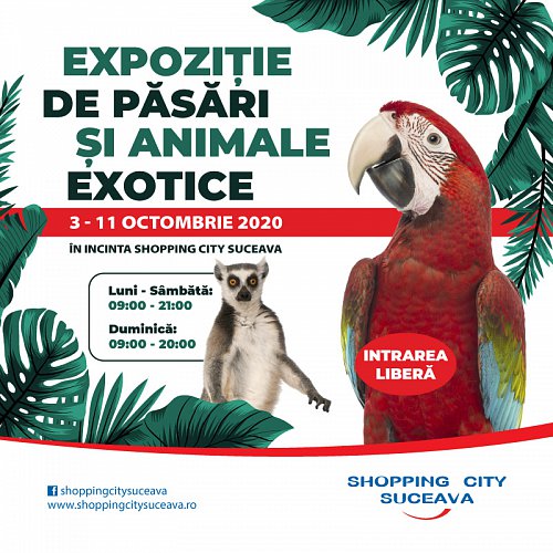 Specii unice de păsări și animale exotice, expuse în perioada  3 – 11 octombrie
