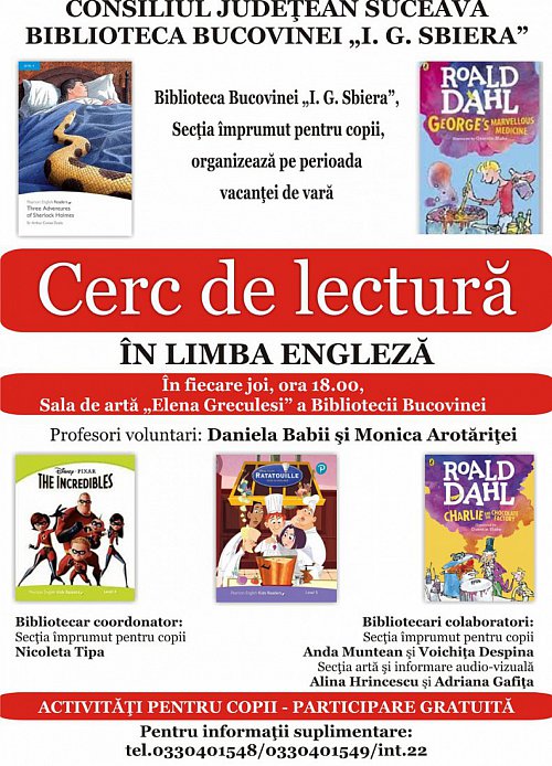 Cercul de lectură în limba engleză la Biblioteca Bucovinei „I. G. Sbiera”