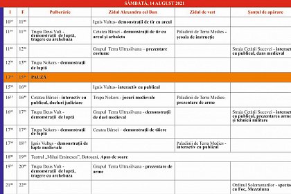 Program Povești medievale la Cetatea de Scaun a Sucevei 2021