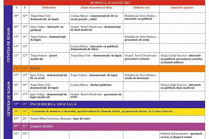 Program Povești medievale la Cetatea de Scaun a Sucevei 2021