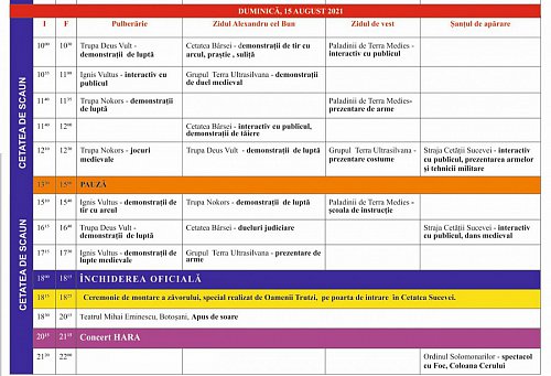 Program Povești medievale la Cetatea de Scaun a Sucevei 2021