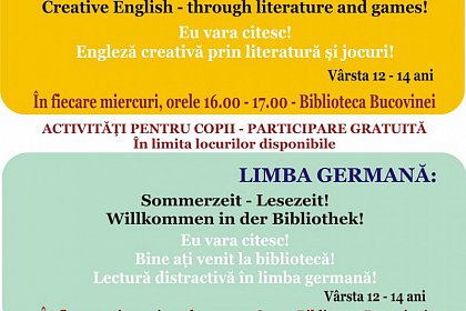 Ateliere de lectură, jocuri și alte activități în limbile engleză și germană la Biblioteca Bucovinei