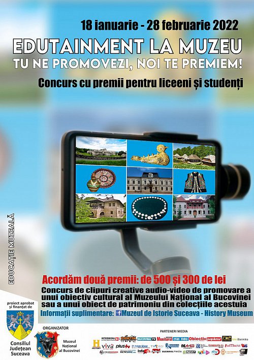 „Tu ne promovezi, noi te premiem!” - Concurs de clipuri creative audio-video la Muzeul Național al Bucovinei