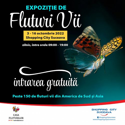 Expoziție cu peste 150 de fluturi vii din America de Sud și din Asia