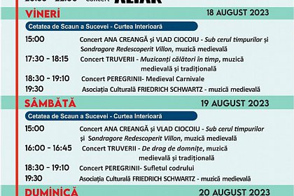 Programul Festivalului de Artă Medievală „Ștefan cel Mare” Suceava 2023