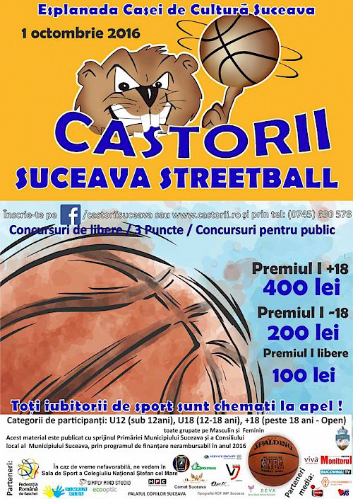 Castorii organizează un nou turneu de streetball, sâmbătă, în centrul Sucevei