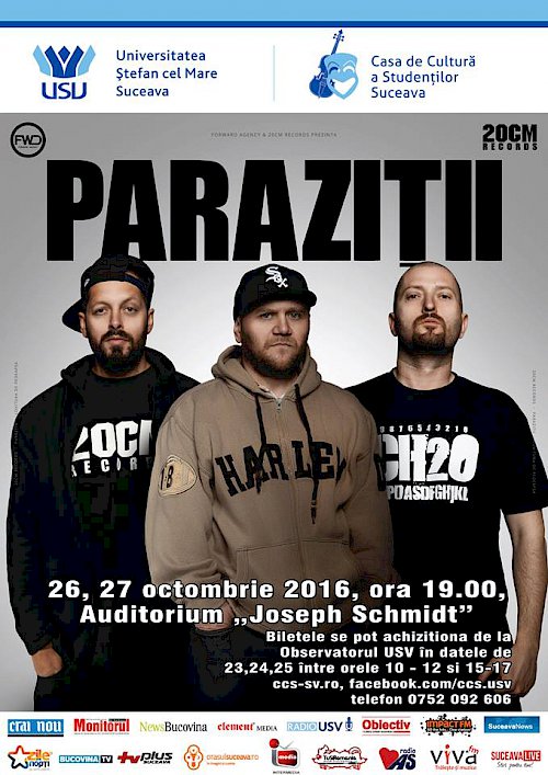 Parazitii sustin doua concerte în Suceava, saptamana viitoare