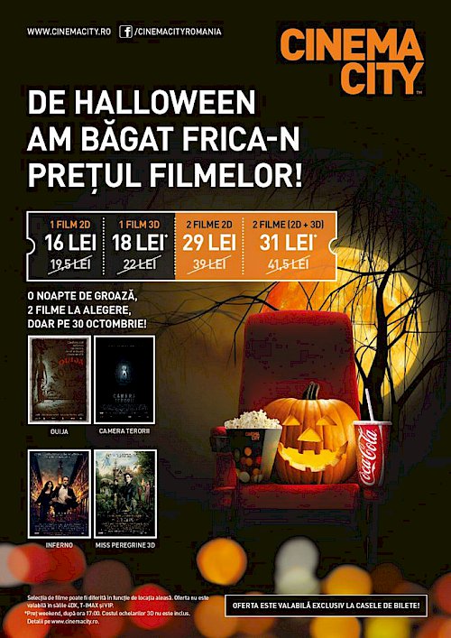Reduceri de Halloween la prețul biletelor la film, la Cinema City