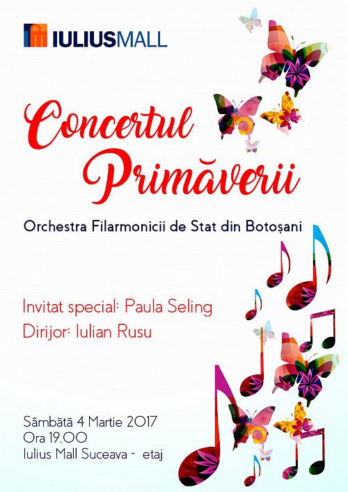 „Concertul Primăverii”, cu Paula Seling, la Iulius Mall Suceava
