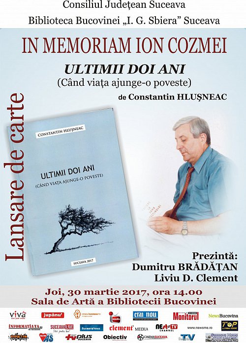 In memoriam Ion Cozmei, joi, 30 martie, la Biblioteca Bucovinei