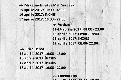 Programul de Pasti la Iulius Mall Suceava - magazine si cafenele deschise de luni
