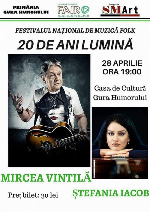 Mircea Vintilă și Ștefania Iacob cântă vineri, la Gura Humorului