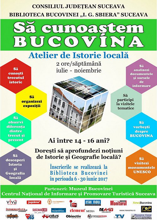 "Să cunoaștem Bucovina” - ateliere de Istorie locală la Biblioteca Bucovinei