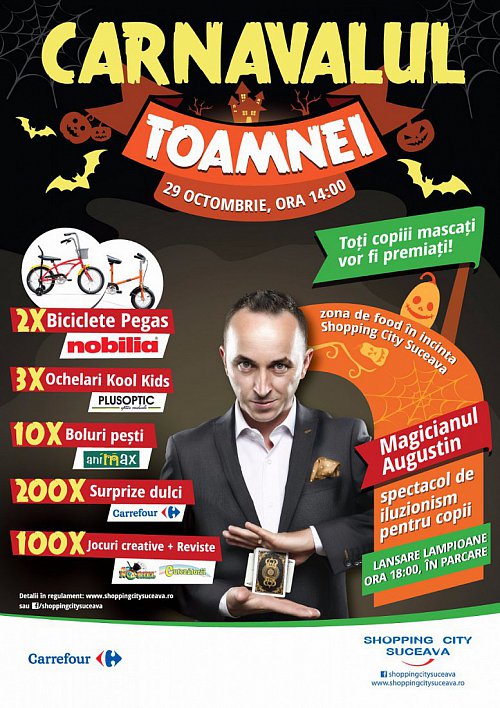 Carnavalul Toamnei, cu magicianul Augustin, la Shopping City Suceava