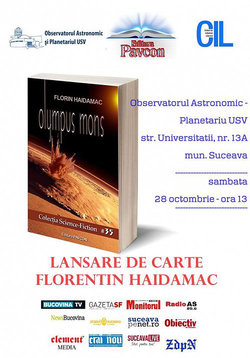 Florin Haidamac lansează sâmbătă noua sa carte, Olympus Mons