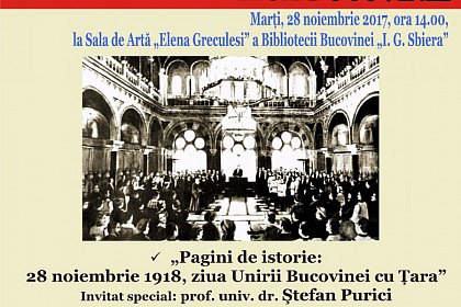 "28 noiembrie - ZIUA BUCOVINEI" - la Biblioteca Bucovinei