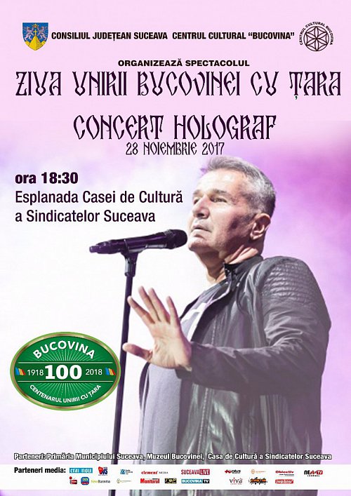 Concert Holograf și aprinderea luminilor de sărbătoare în centrul Sucevei, de Ziua Bucovinei