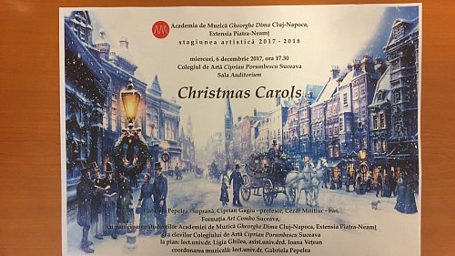 Concert gratuit „Christmas Carols” la Colegiul de Artă „Ciprian Porumbescu”
