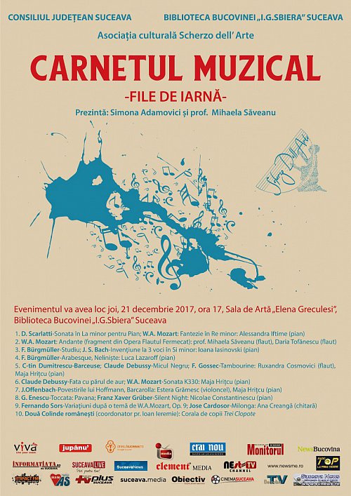 Carnetul muzical File de iarna - joi, la Biblioteca Bucovinei