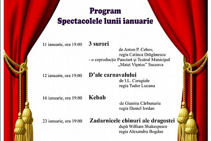 Programul spectacolelor din ianuarie 2018 pe scena teatrului „Matei Vișniec”