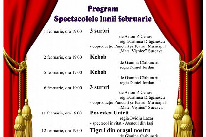 Programul lunii februarie la Teatrul „Matei Vișniec” Suceava