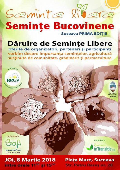 Semințe de plante tradiționale, oferite gratuit, azi, la Piata Mare