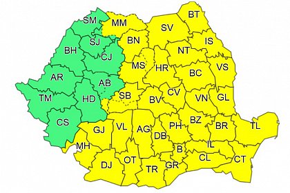 Trei coduri galbene de vreme rea pentru Suceava