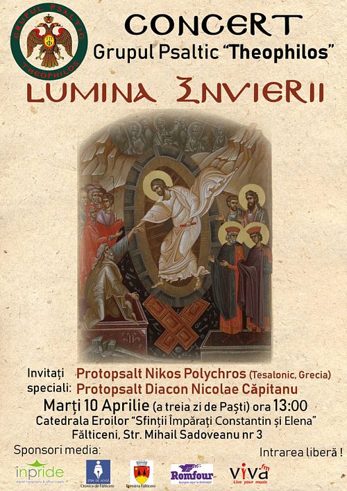 Concertul "Lumina Învierii", al Grupului Psaltic Theophilos, în a  treia zi de Paști