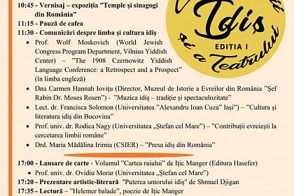 Prima ediţie a Zilei Limbii şi a Teatrului Idiş, la Suceava și Rădăuți - Program