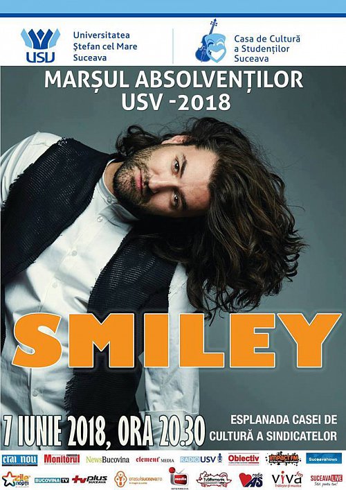 Concert Smiley în centrul Sucevei, după Marșul absolvenților