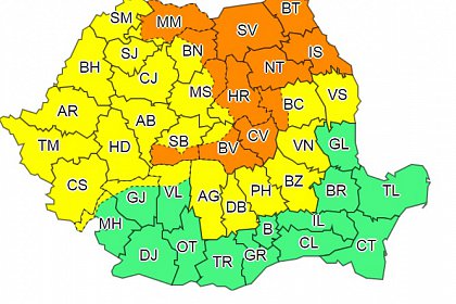 Cod portocaliu de ploi abundente în tot județul Suceava