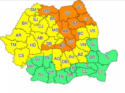 Cod portocaliu de ploi abundente în tot județul Suceava