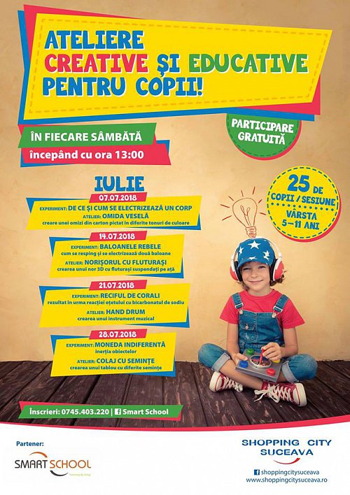 Ateliere creative şi educative pentru copii, gratuit, la Shopping City Suceava